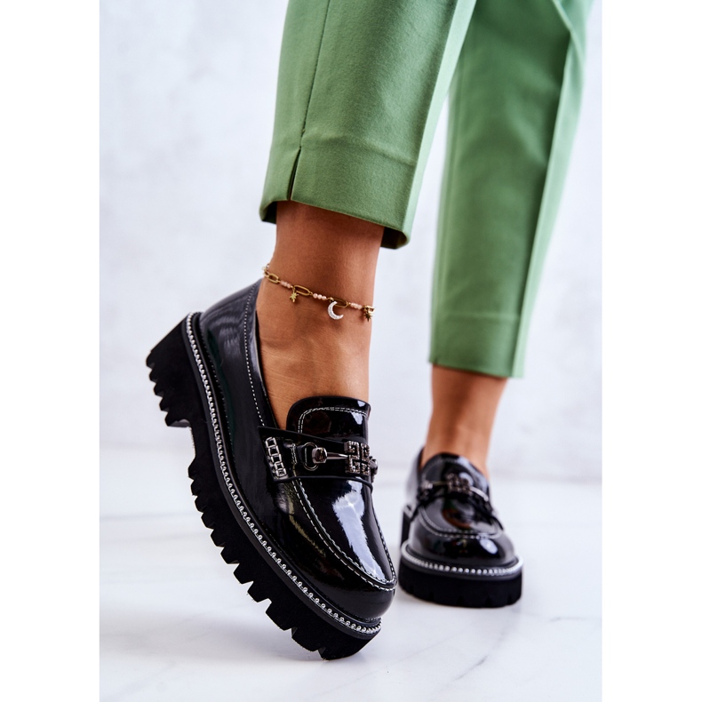 S.Barski Chaussures en cuir verni avec décoration Adison noire 2