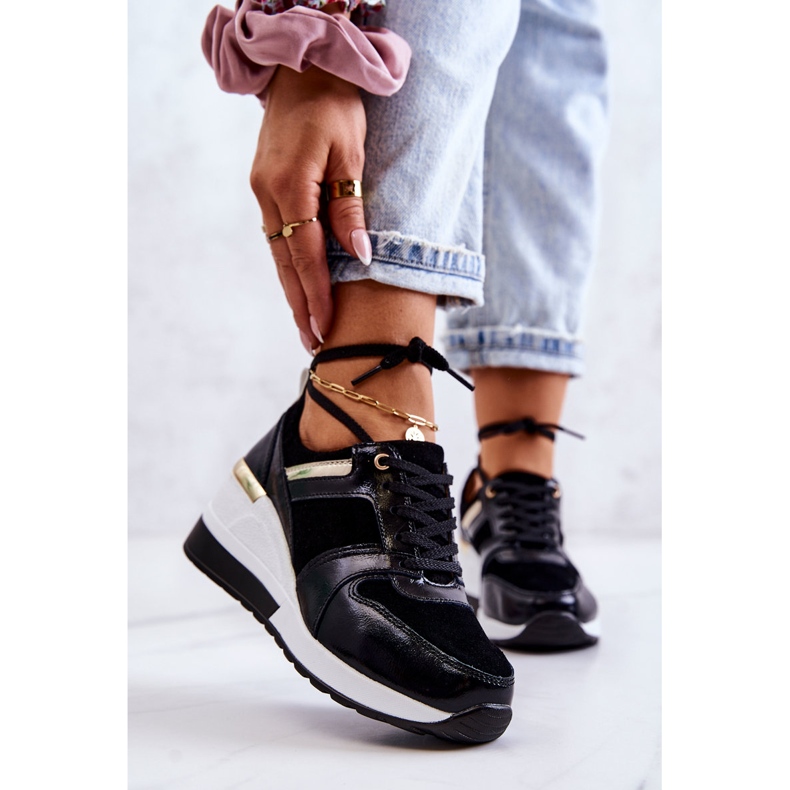 S.Barski Chaussures de sport en cuir Rayana noir et blanc sur un coin blanche le noir 1 S.Barski Chaussures de sport en cuir Rayana noir et blanc sur un coin blanche le noir 1