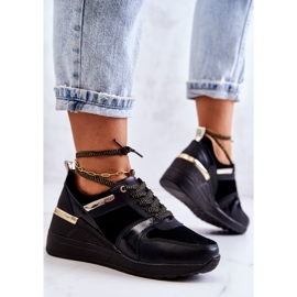S.Barski Chaussures de sport en cuir noir Rayana sur un coin 2