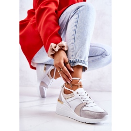 S.Barski Chaussures de sport en cuir sur un coin blanc et gris Rayana 1