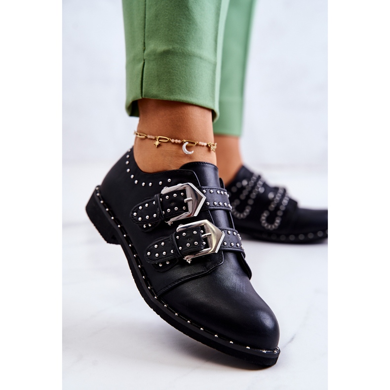 Chaussures en cuir pour femmes avec boucles Lu Boo Noir le noir 2