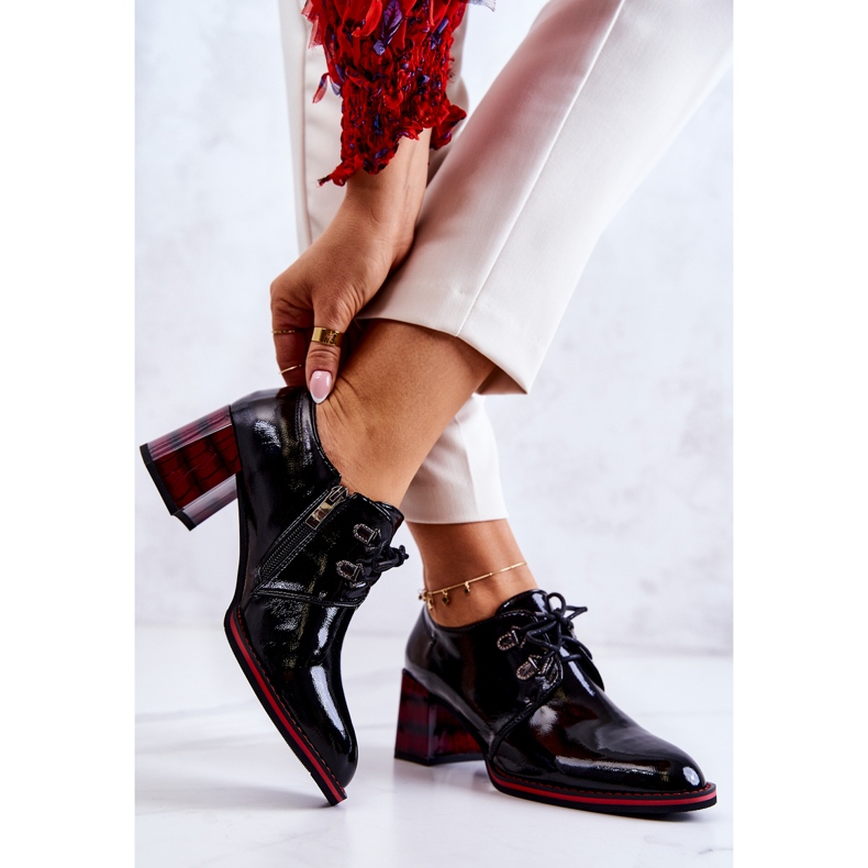 S.Barski Chaussures laquées à fermeture éclair en noir et rouge Laurosa 2