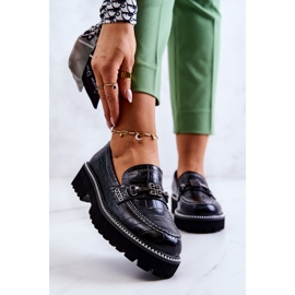 S.Barski Chaussures serpent en cuir avec décoration Adison noire 2
