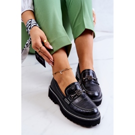 S.Barski Chaussures serpent en cuir avec décoration Adison noire 1