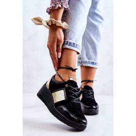 S.Barski Chaussures De Sport En Daim Pour Femmes Sur Un Compensé Noir Larson 1