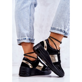 S.Barski Chaussures De Sport En Daim Pour Femmes Sur Un Compensé Noir Larson le noir 4