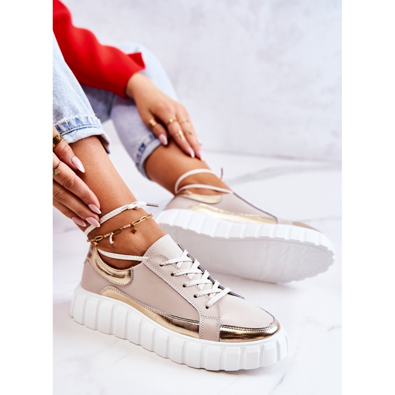 S.Barski Richelieus Femme Sur La Plateforme Noriso Beige Et Or d'or 1