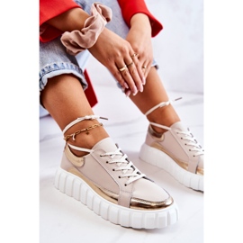 S.Barski Richelieus Femme Sur La Plateforme Noriso Beige Et Or doré 2