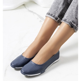 Ballerines en cuir bleu marine Simge 1