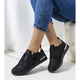 Baskets Ancaster en cuir noir doré 1