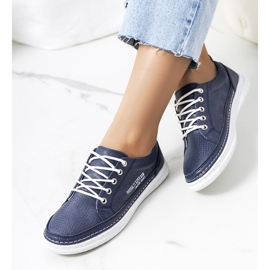 Baskets Valeska en cuir bleu marine 1