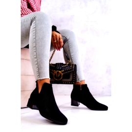 Vinceza Bottines en daim ajourées Carine noires avec une coupe le noir 2