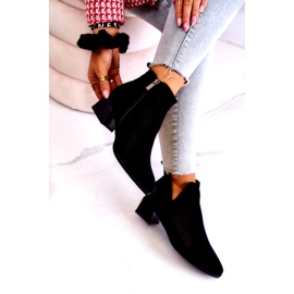 Vinceza Bottines en daim ajourées Carine noires avec une coupe le noir 3