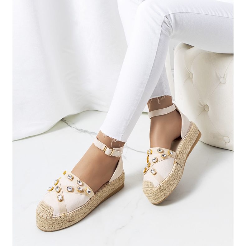Espadrilles beiges avec zircons cubiques Dide 1