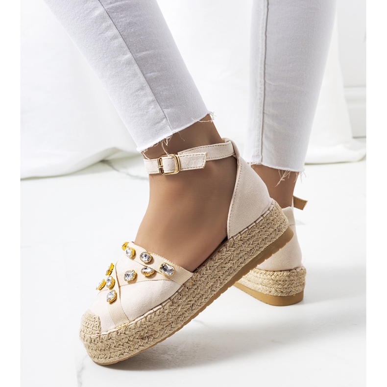 Espadrilles beiges avec zircons cubiques Dide 2