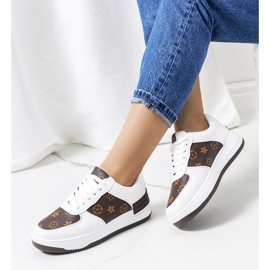 BM Baskets femme Djenna blanches et marron brun jaune 2