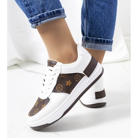 BM Baskets femme Djenna blanches et marron brun jaune 3