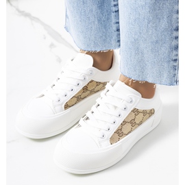 Baskets blanches et marron sur la plateforme Birkett brun 1