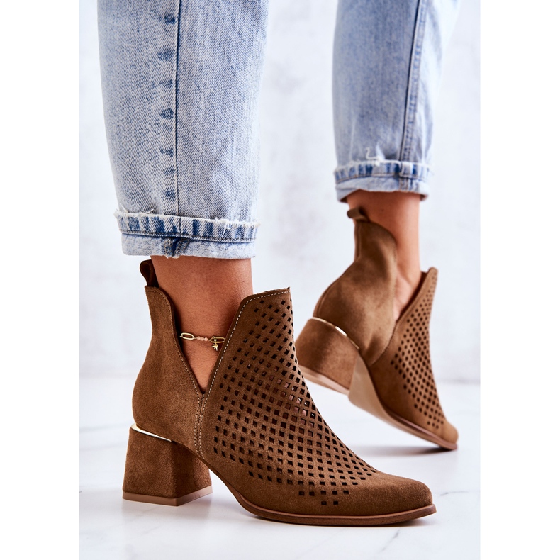 Bottines Daim Ajourées Lewski Shoes 3165 Camel brun 2