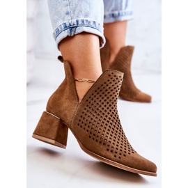 Bottines Daim Ajourées Lewski Shoes 3165 Camel brun 6