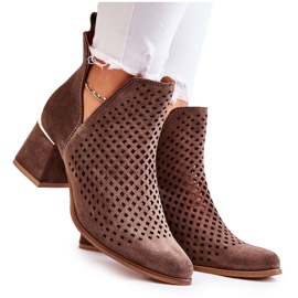 Bottines ajourées en daim Lewski Shoes 3165 velours terre multicolore 6