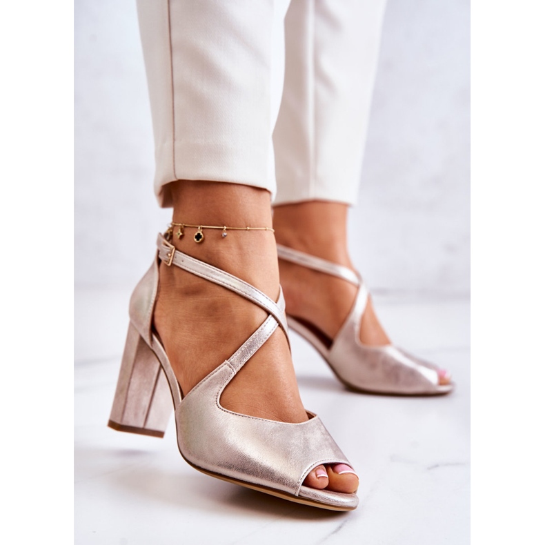 Sergio Leone Sandales en cuir sur une barre dorée Lorita 2