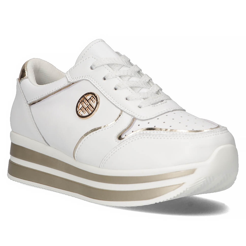 Baskets en cuir Filippo DP3682 / 22 WH blanc doré 2