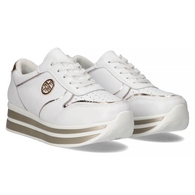Baskets en cuir Filippo DP3682 / 22 WH blanc doré 5