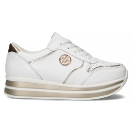 Baskets en cuir Filippo DP3682 / 22 WH blanche d'or 1