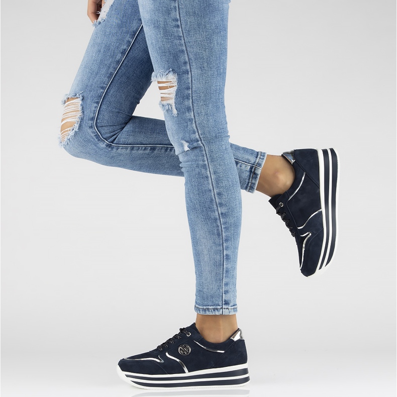 Baskets en cuir Filippo DP3682/22 Nv bleu marine 2