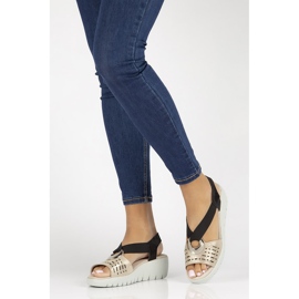 Sandales en cuir Filippo DS3501/22 Go Bk doré le noir d'or 4