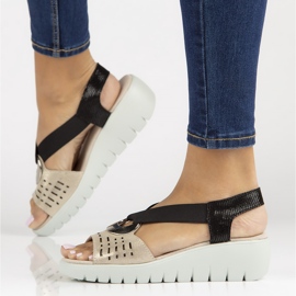 Sandales en cuir Filippo DS3501/22 Go Bk doré le noir d'or 7