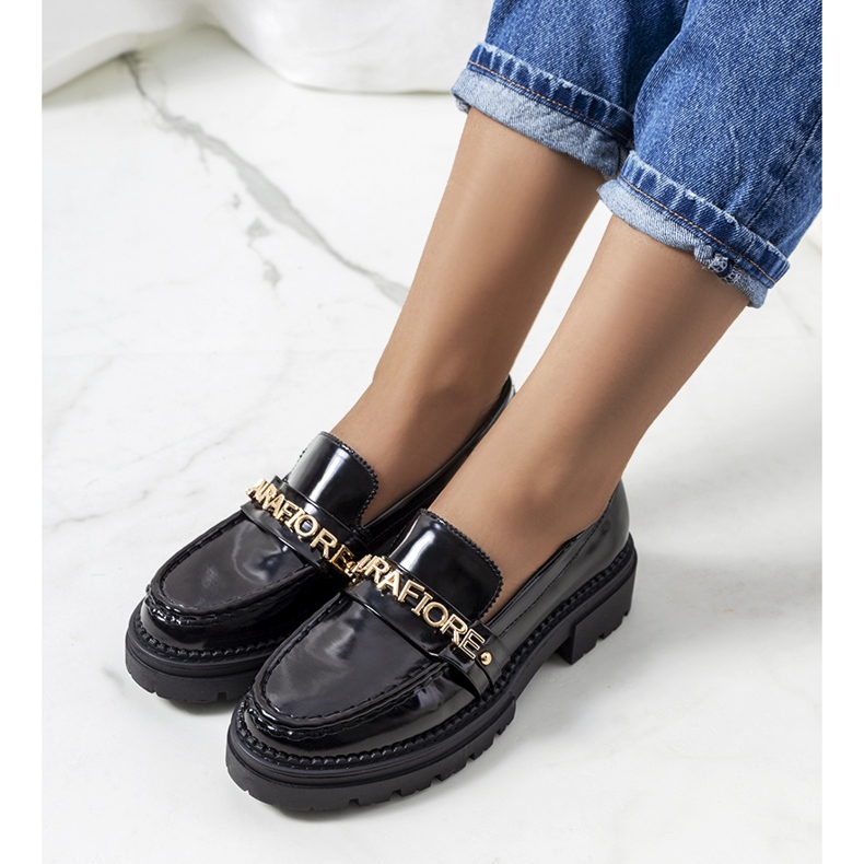 Mocassins noirs sur semelle haute Beyza le noir 1