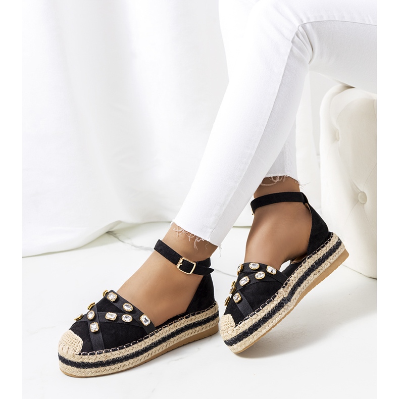 Espadrilles noires avec zircons cubiques Dide le noir 1