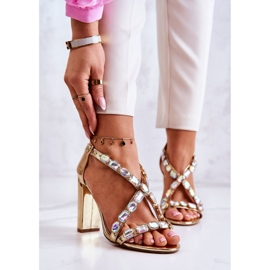 S.Barski Sandales à Talon Haut pour Femme Lu Boo Doré 8258-1 Vernee 2