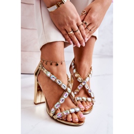 S.Barski Sandales à Talon Haut pour Femme Lu Boo Doré 8258-1 Vernee 1