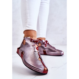 Bottes en Cuir Léger Maciejka 03426-20 Argent-Rouge 2