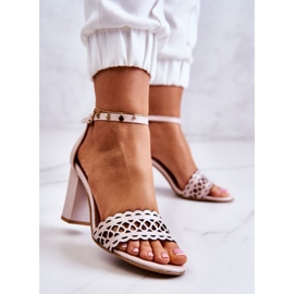 Lewski Shoes Sandales Cuir Ajourées Lewski 2869 Rose Perle beige 2