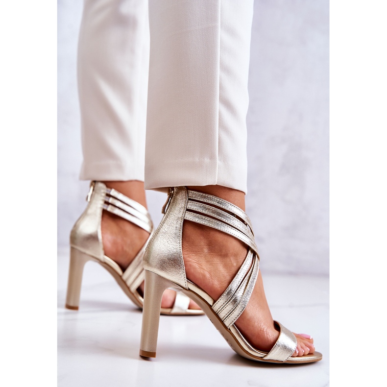 Sandales en cuir pour femmes avec fermeture éclair Lewski Shoes 3138 Doré 2