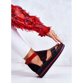 Sandales Compensées en Cuir Maciejka 05356-01 Noir et Rouge le noir 7