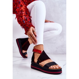 Sandales Compensées en Cuir Maciejka 05356-01 Noir et Rouge le noir 1