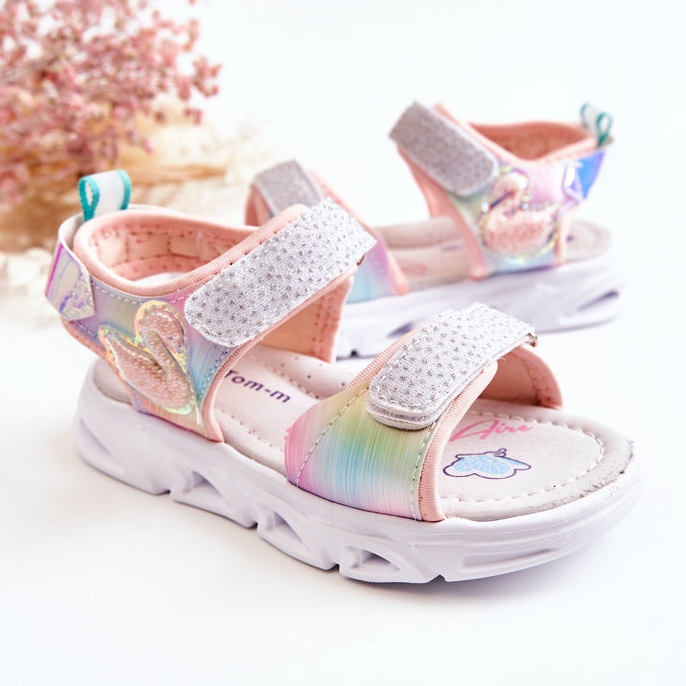 PJ2 Sandales Classiques Enfant Avec Velcro Multicolore Darrin rose 2