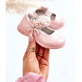PA1 Ballerines Enfant Avec Velcro Avec Dentelle Rose Evelyn 1