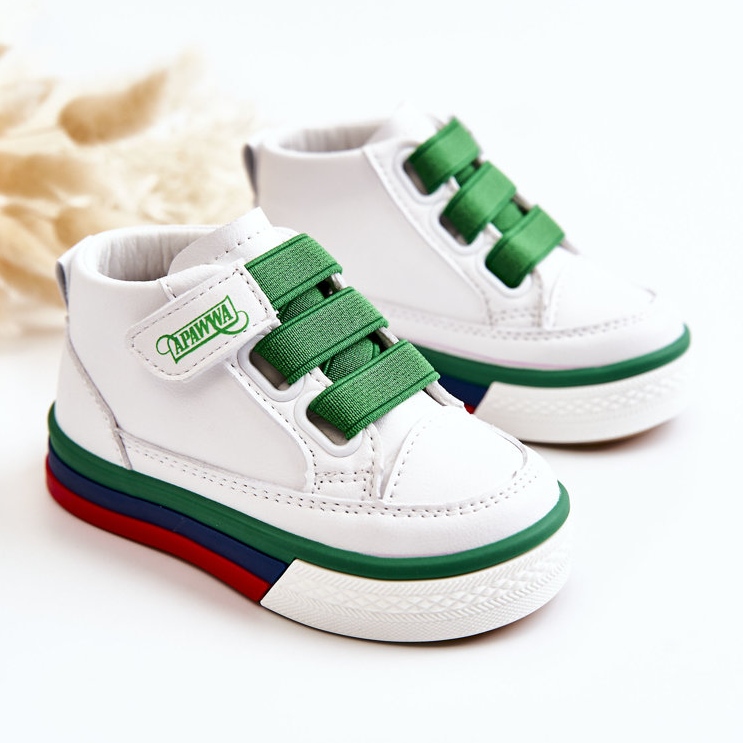 PA1 Baskets montantes enfant blanches et vertes Baxter ['blanc vert'] 1