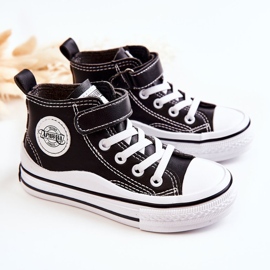 Baskets Enfant En Cuir Avec Velcro Noir Bruni le noir 2