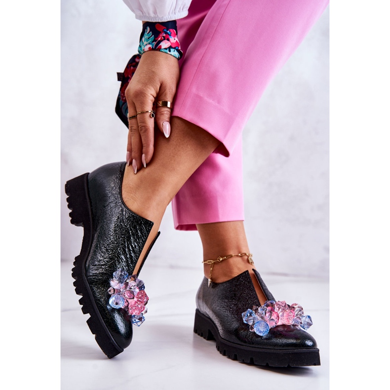 PA2 Chaussures en cuir élégantes avec décoration Cindy vert foncé 2