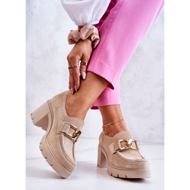 PL5 Chaussures élégantes sur un pilier avec une décoration dorée Harmell beige clair d'or 2