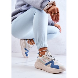 Baskets Femme Memory Foam Big Star JJ274600 Beige-Bleu blanche 2