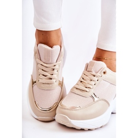 PG1 Chaussures de sport brillantes pour femmes sur une activité compensée beige doré 1