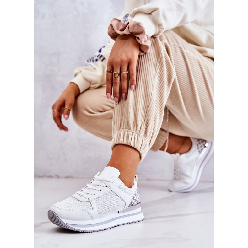 PG1 Chaussures de sport classiques pour femmes sur un coin, blanc avancé argent 2